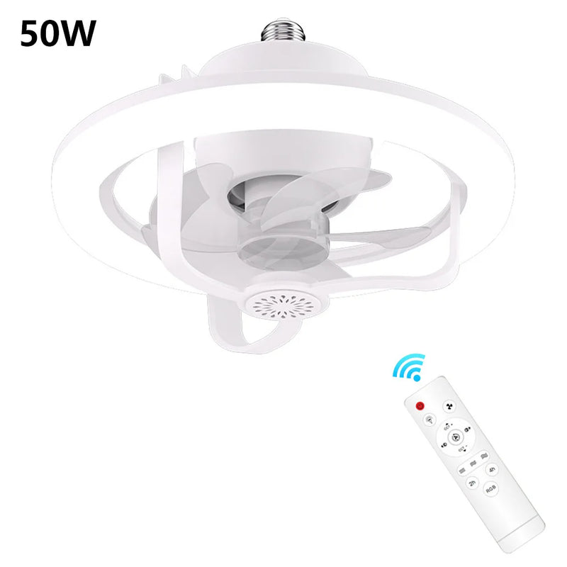 Ventilador E Luminária De Teto Com Rotação 360° Automática 5