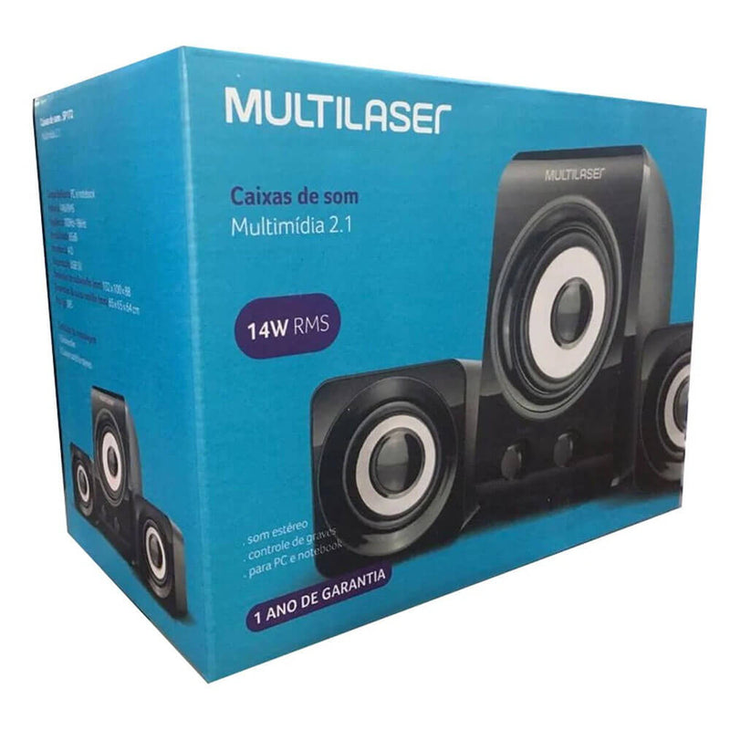 Caixa de Som Multilaser SP172 2.1 14W RMS, Multimídia USB